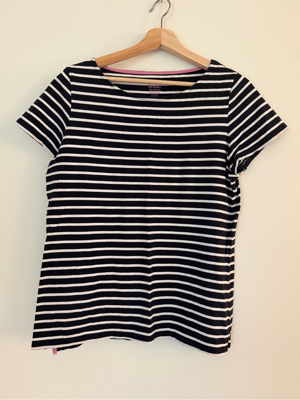 Boden 100% Cotton Striped Blue & White Short-Sleeve Tee
